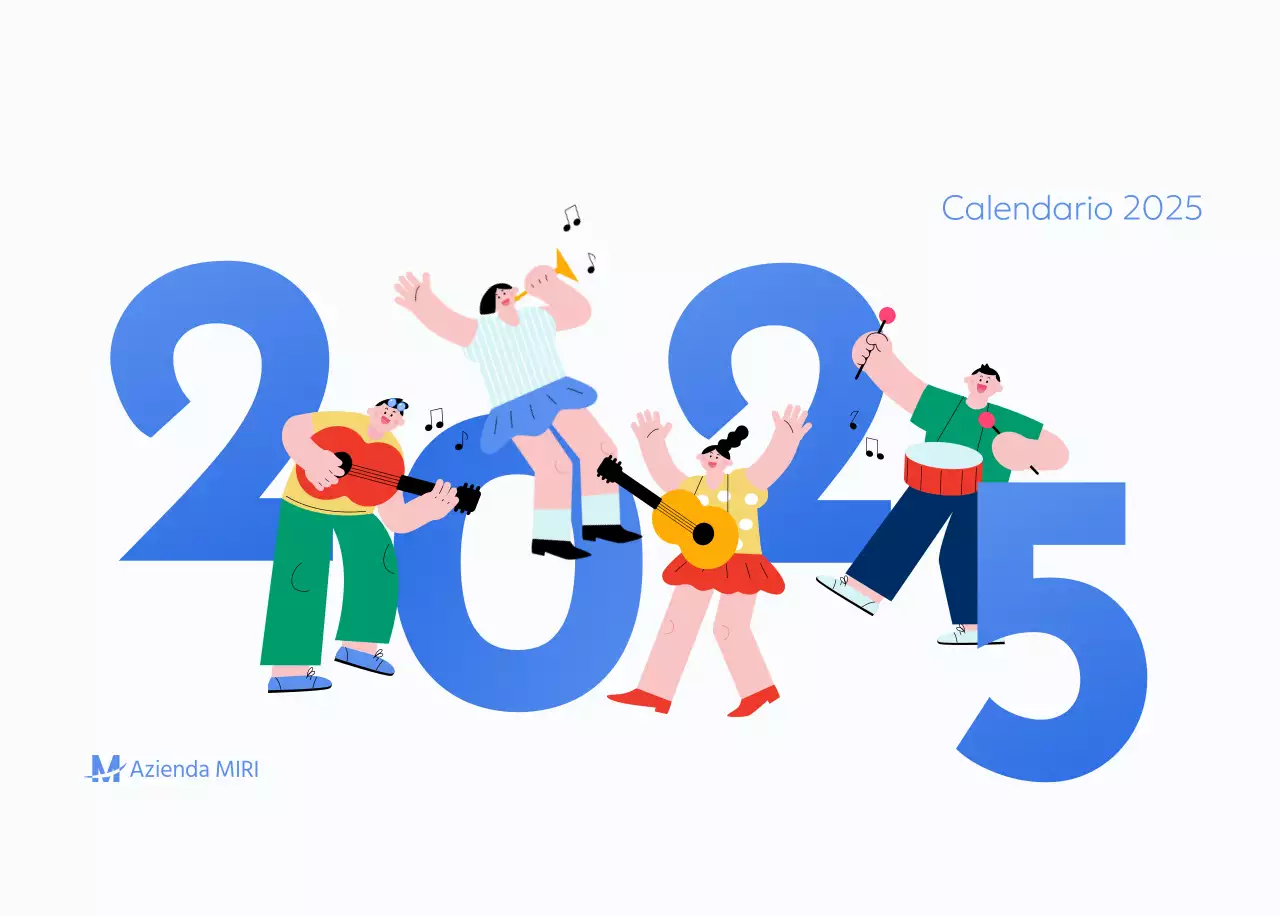 Calendario motivazionale con illustrazioni energetiche e citazioni positive su sfondo azzurro