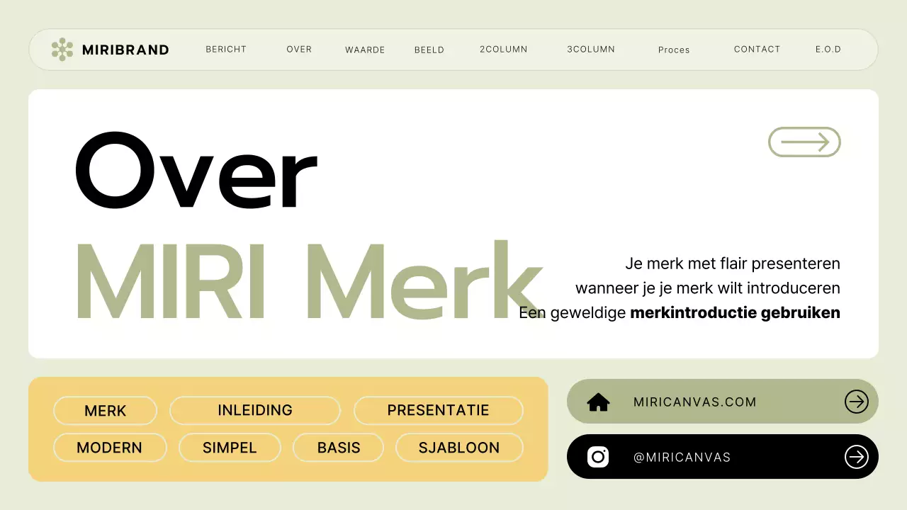 Een briefing voor een klein bedrijf met een limoengroene en gele UI-stijl