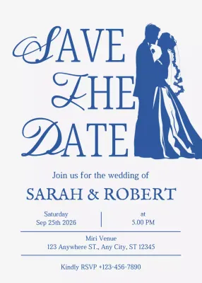 Blue Classic Wedding Invitation