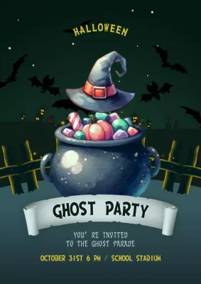 Green Retro Halloween Invitation Poster