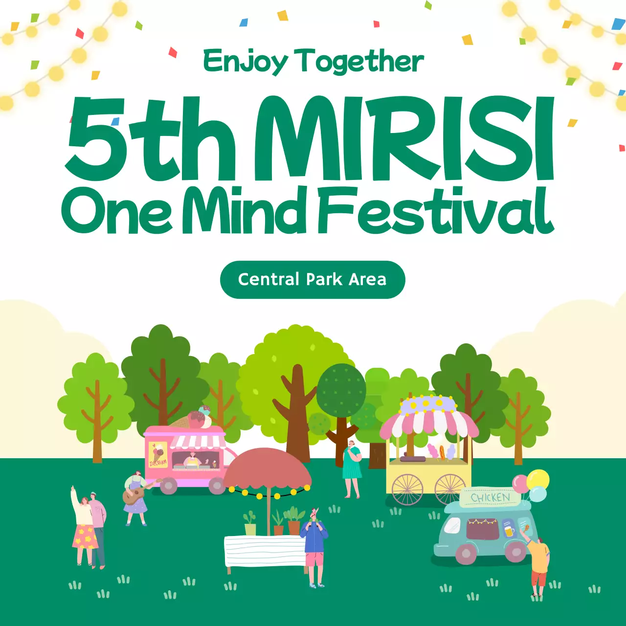 Green Retro Festival Announcement Instagram Carousel