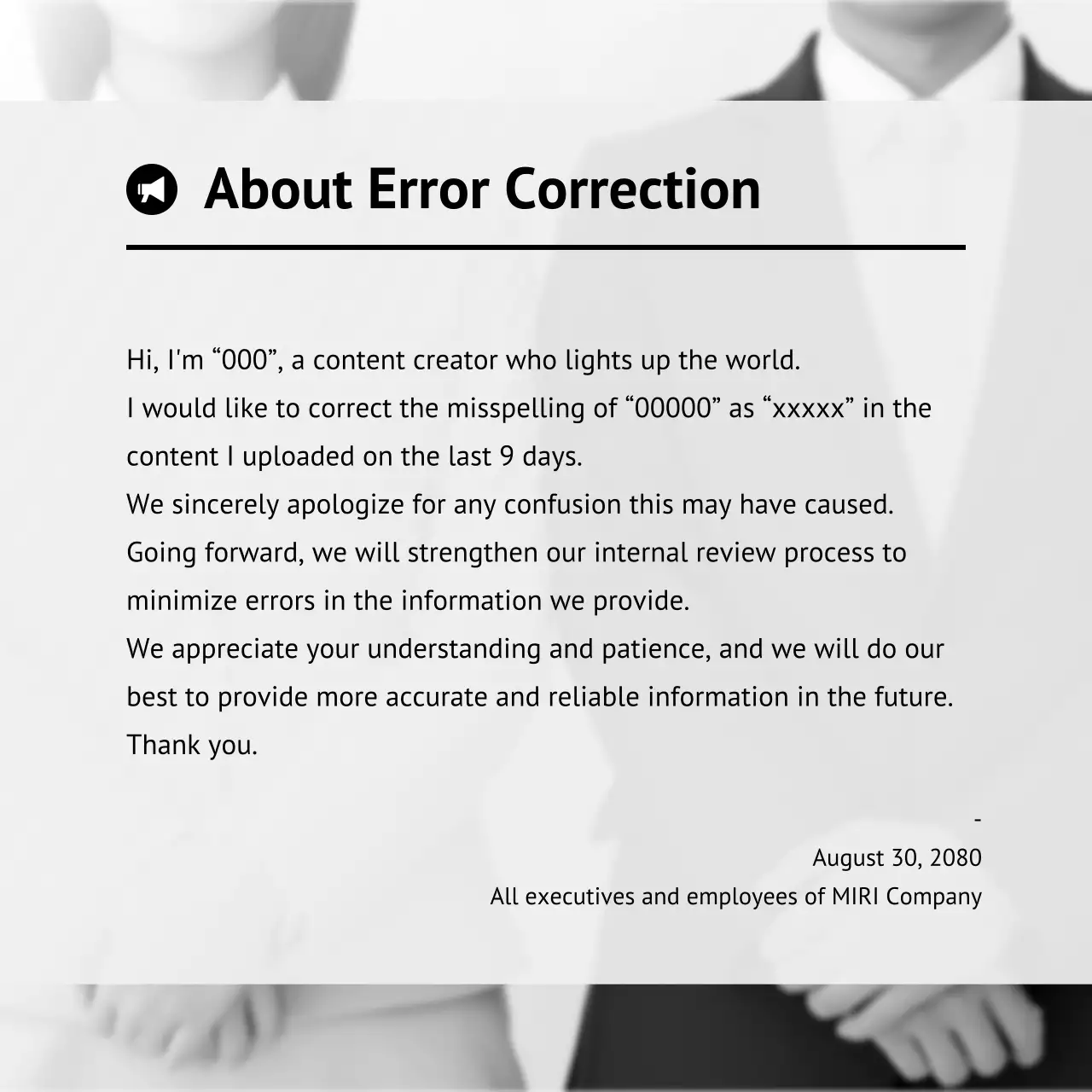 Blue Professional Apology Announcement Instagram Carousel