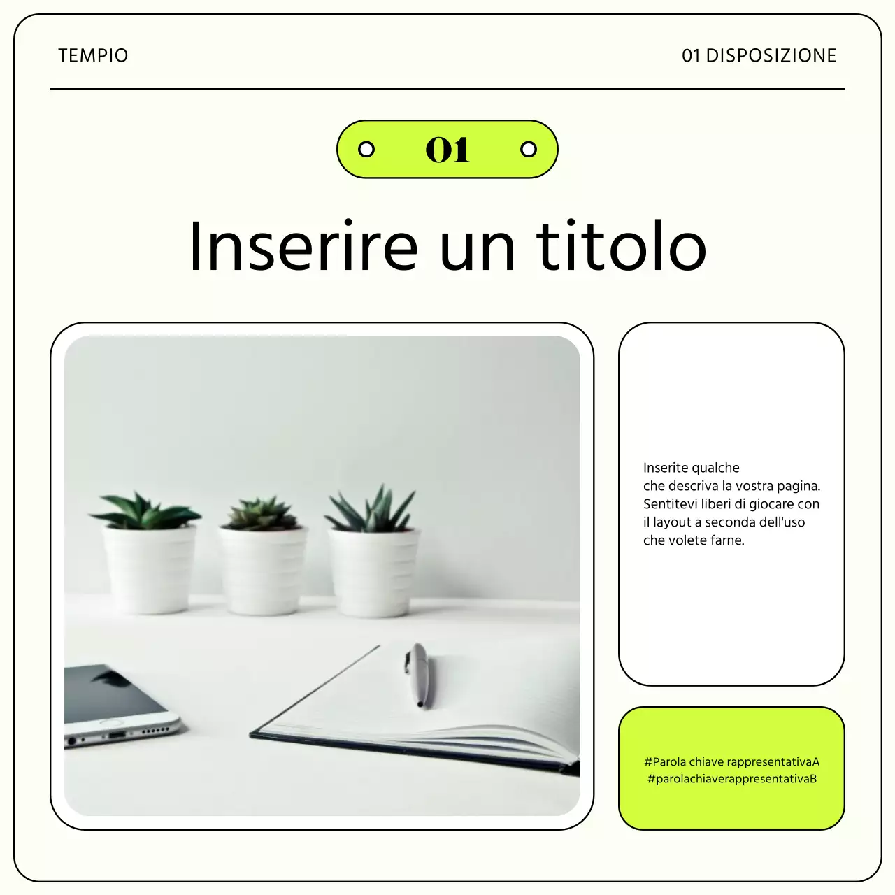 Una semplice lettera di presentazione aziendale in verde lime