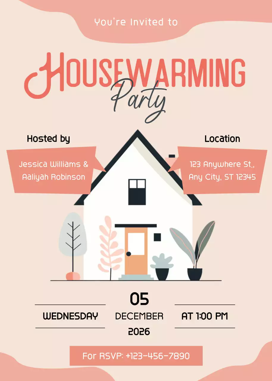 Convite de inauguração de casa minimalista bege