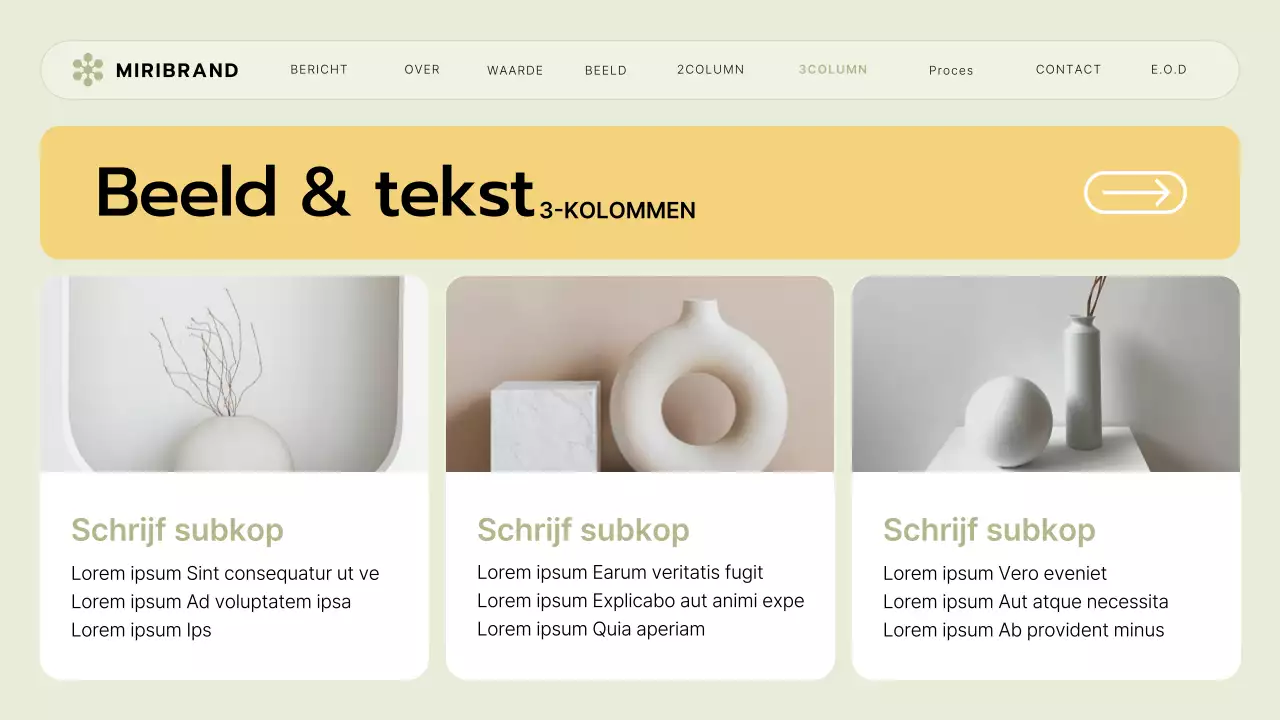 Een briefing voor een klein bedrijf met een limoengroene en gele UI-stijl