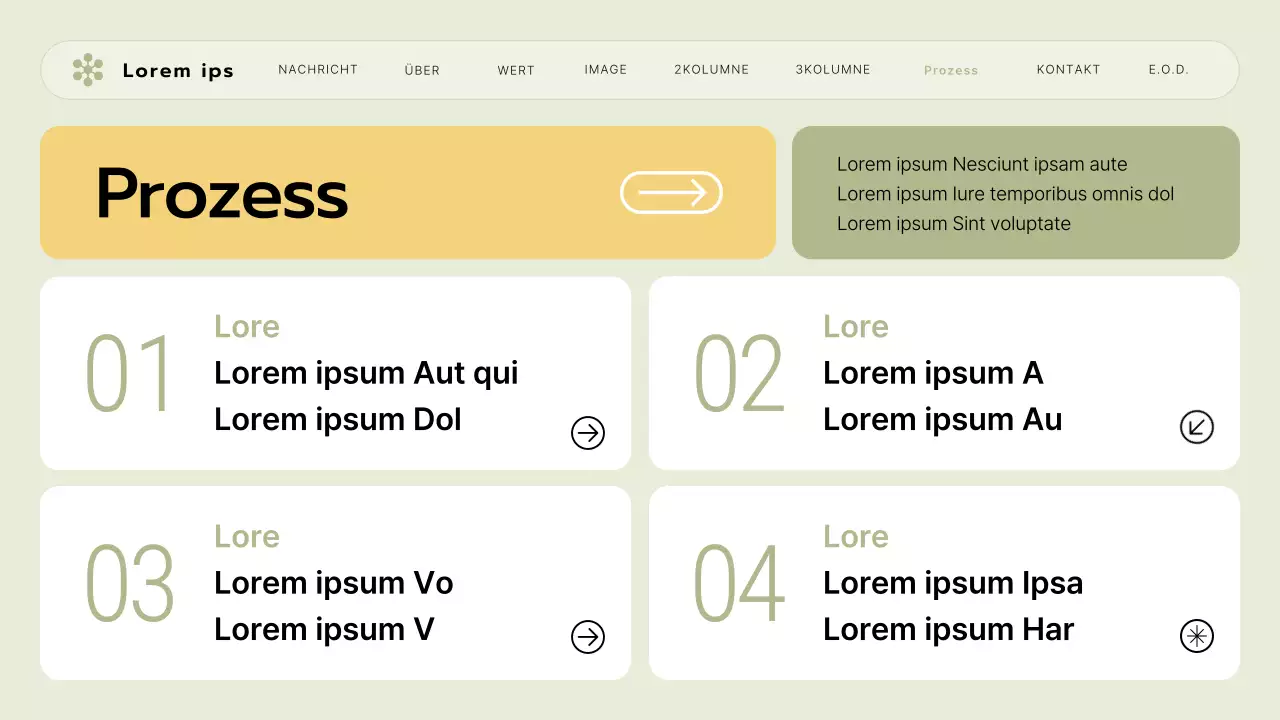 Ein Briefing für ein kleines Unternehmen mit einem lindgrünen und gelben UI-Stil