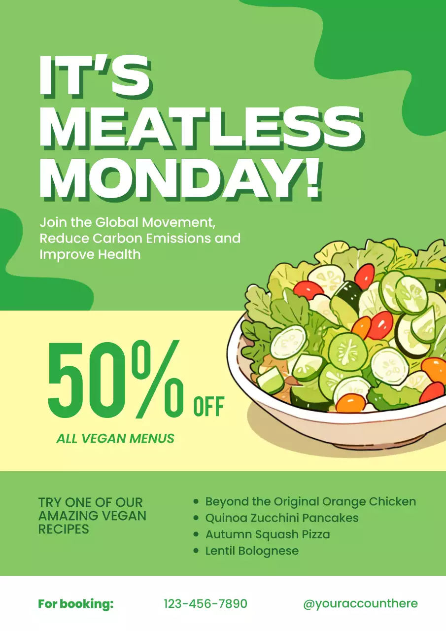 Green Simple Vegan Promotion Poster