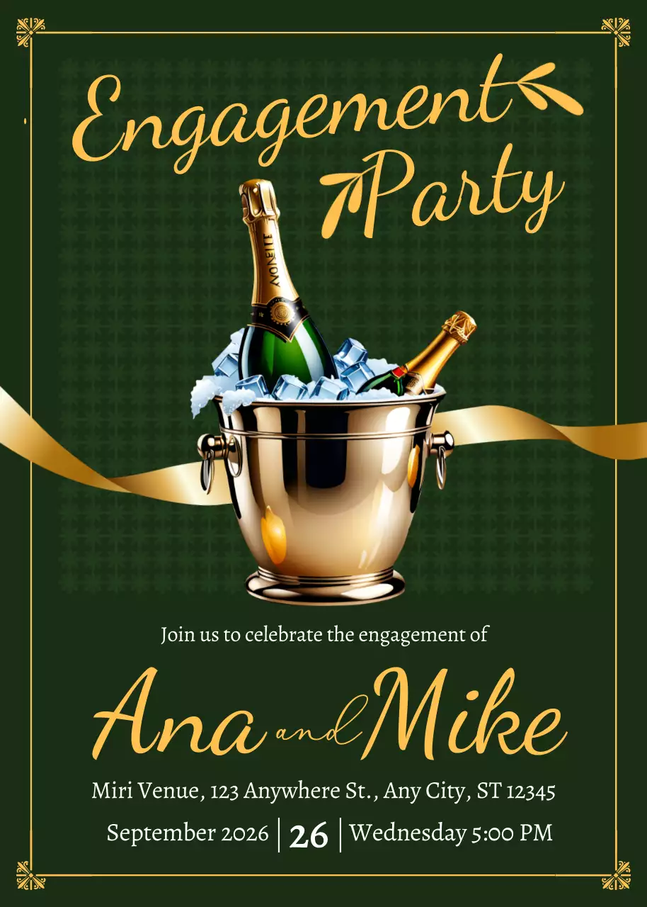 Thiệp mời tiệc đính hôn Green Classic