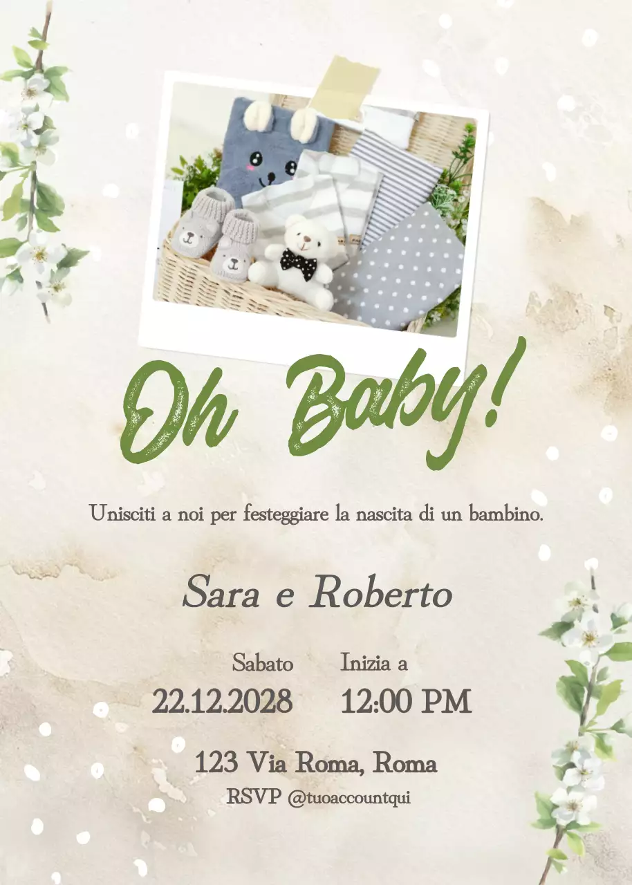 Invito alla festa del bebè beige