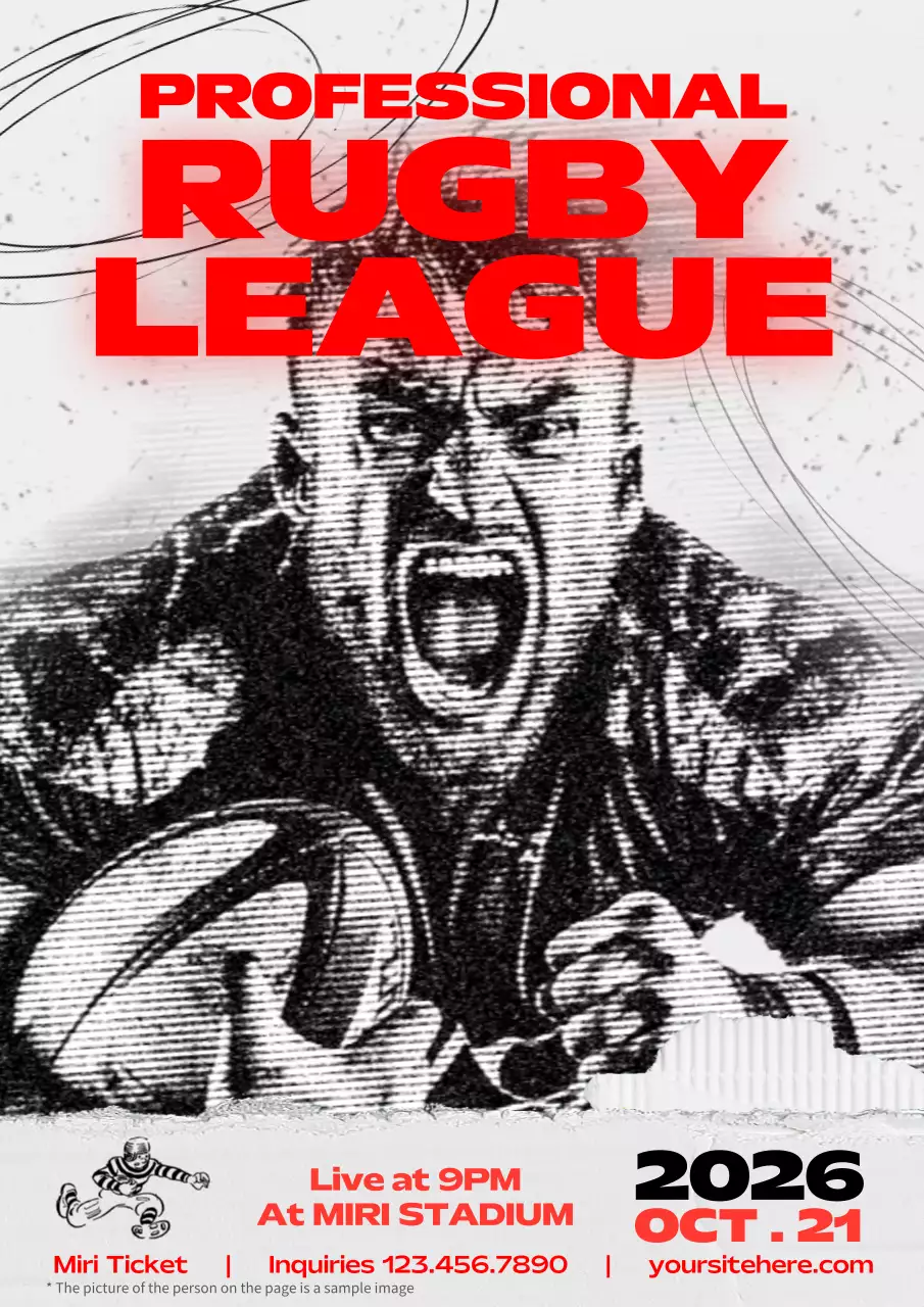 Red Bold Rugby Event Poster