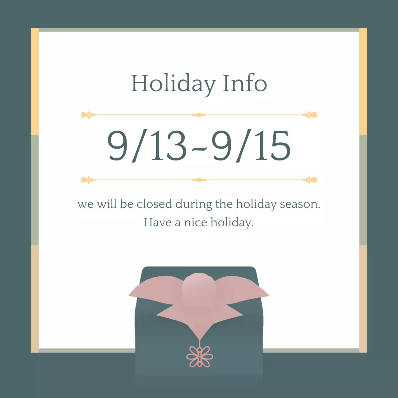 Green Simple Holiday Notice Social Media Post