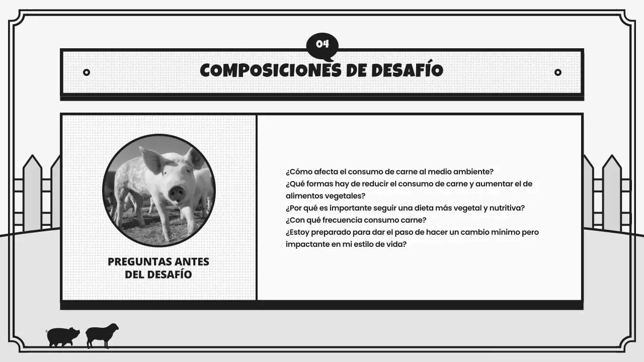 Campaña retro del Reto del Día Mundial Vegano en gris y negro