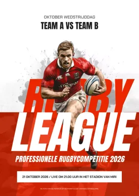 Promoot het moderne rugbyspel in rood en wit