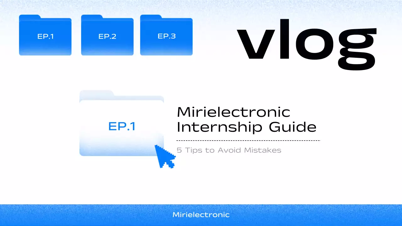 A simple new intern vlog cover in blue and black