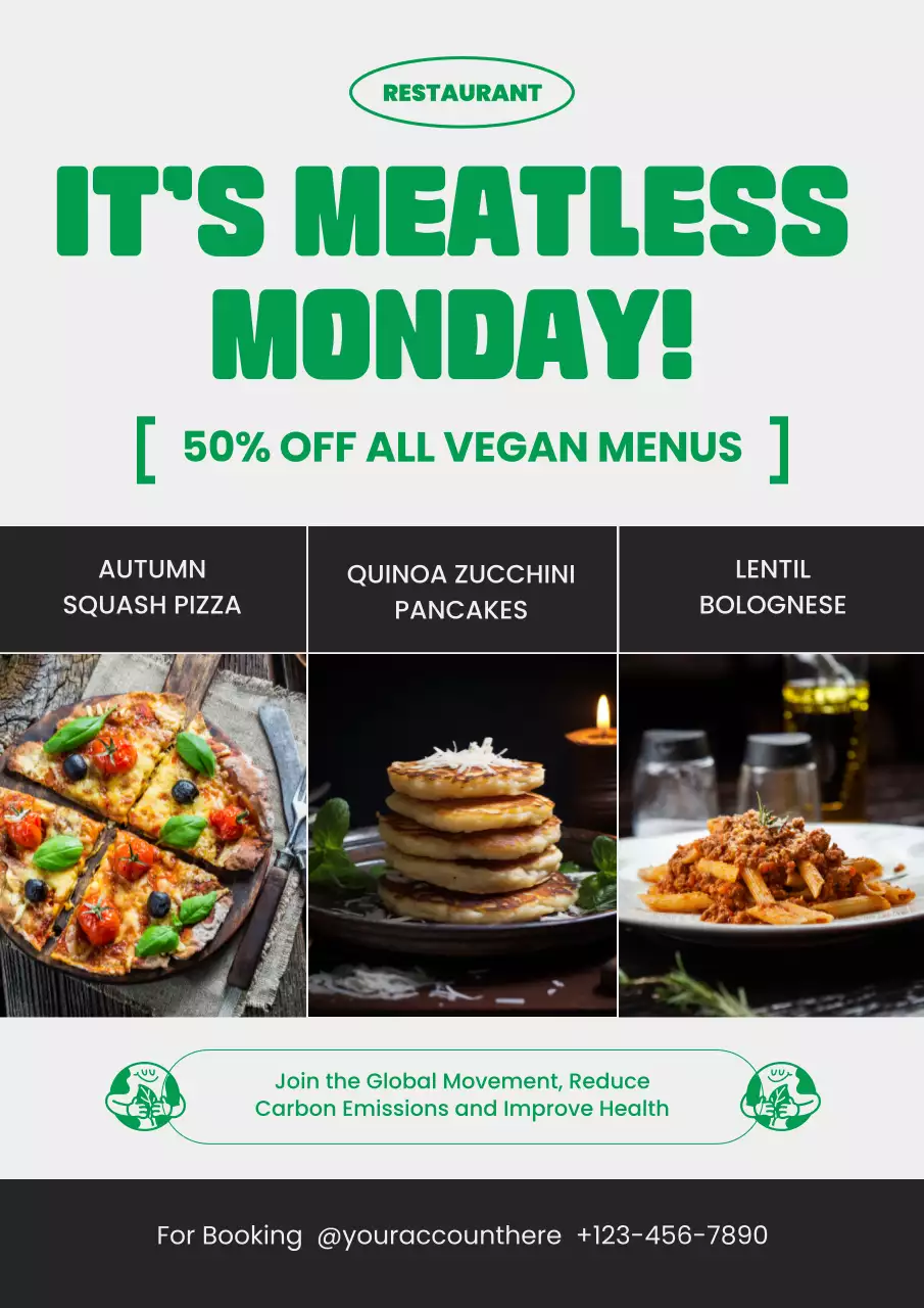 Green Modern Vegan Promotion Poster