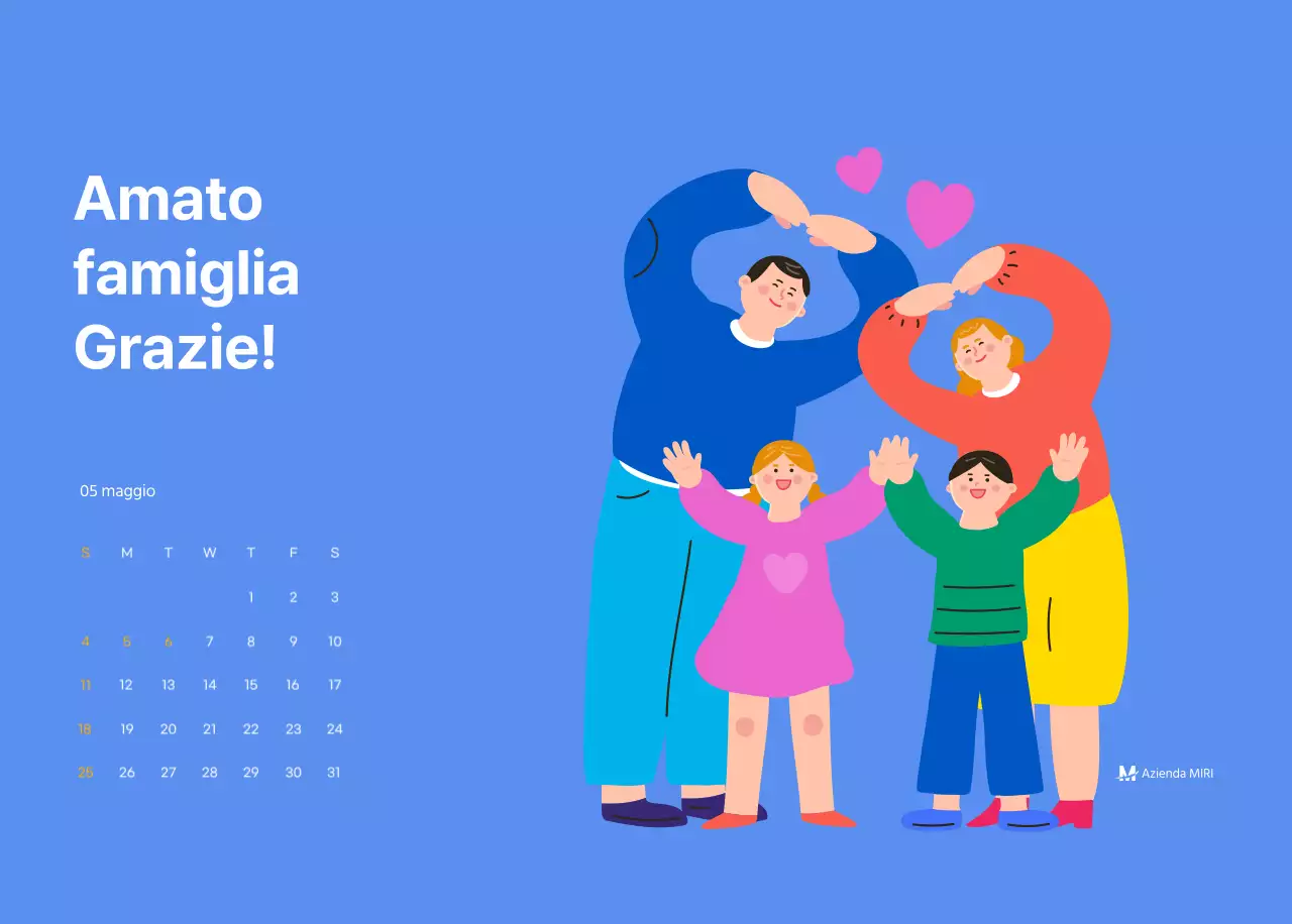 Calendario motivazionale con illustrazioni energetiche e citazioni positive su sfondo azzurro