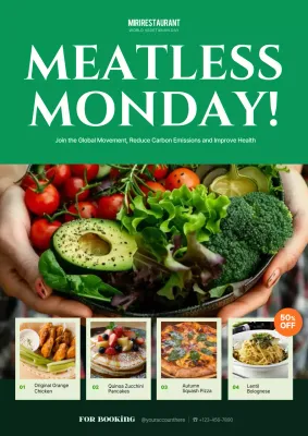 Green Modern Vegetarian Promotion Poster