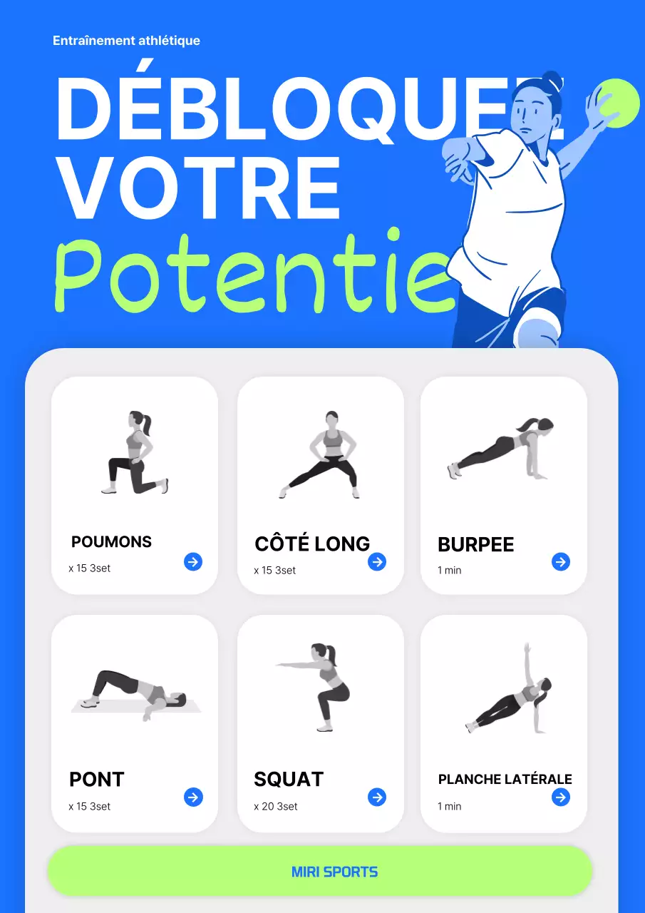 Planificateur d'entraînement moderne en bleu et vert lime