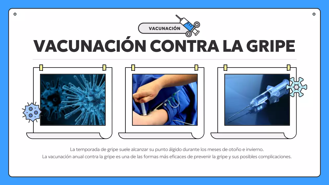 Información sobre la vacunación estacional azul y amarilla