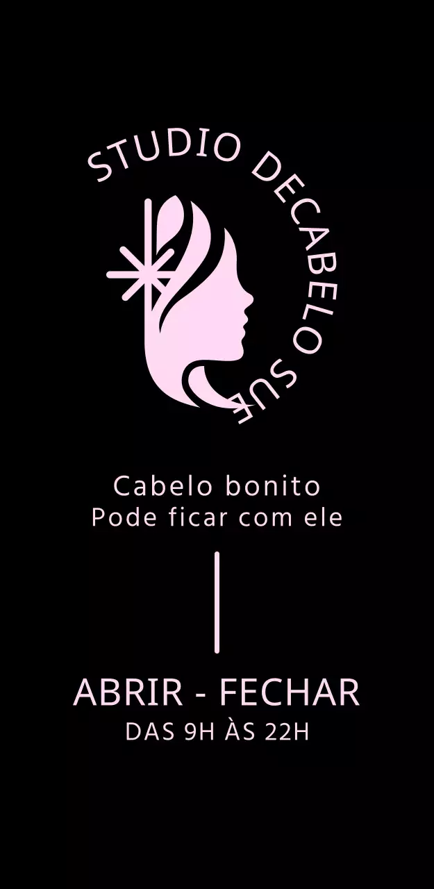 Sinalética moderna de salão de cabeleireiro em cor-de-rosa