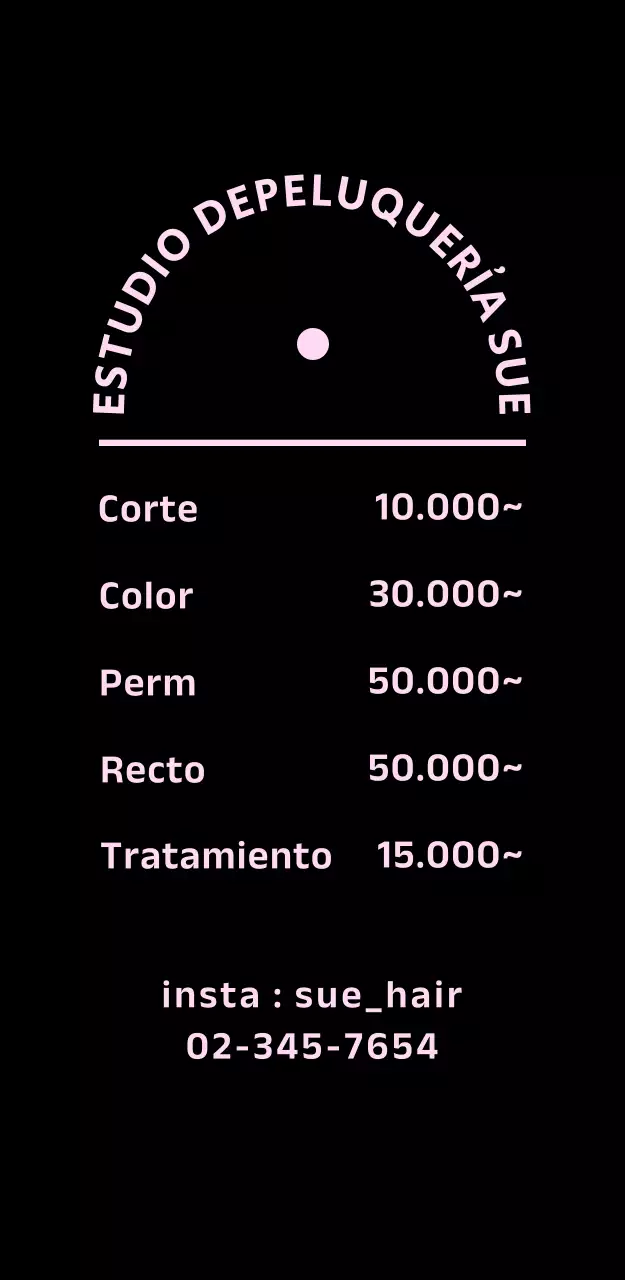 Señalización de peluquería moderna en rosa