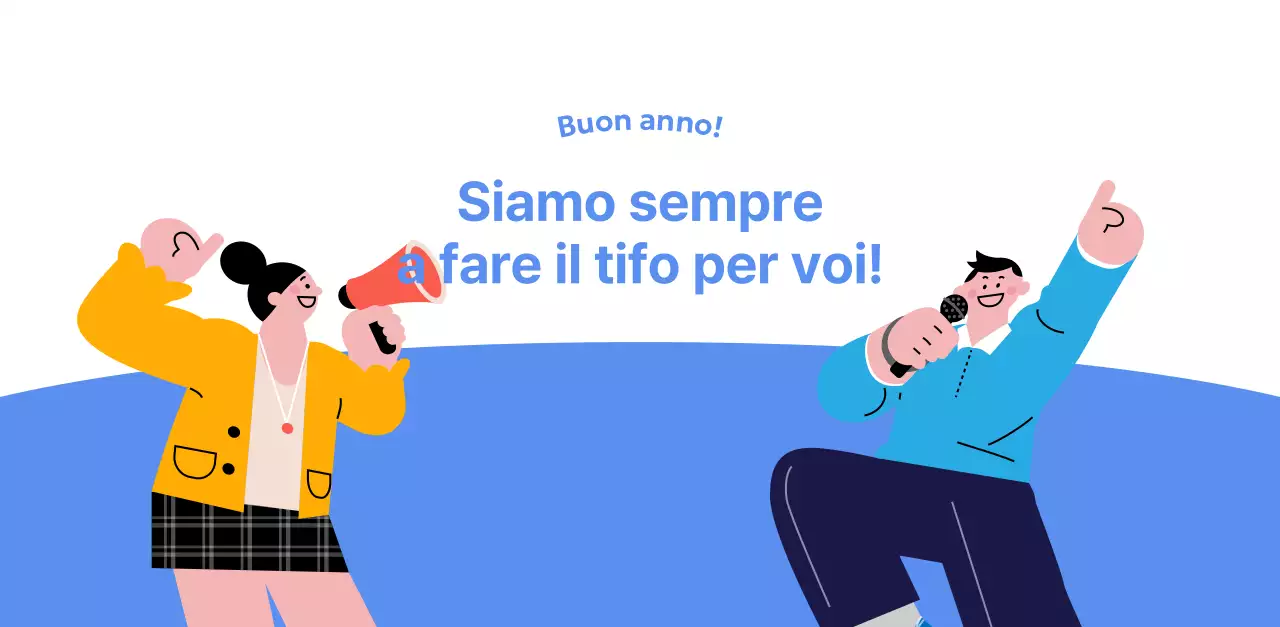 Calendario motivazionale con illustrazioni energetiche e citazioni positive su sfondo azzurro