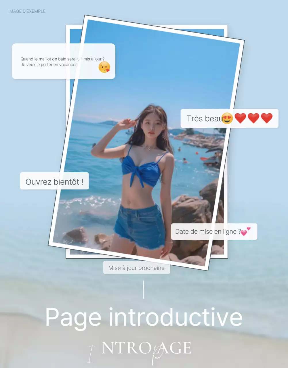 Concept d'emoji de vacances d'été en bleu et bleu clair pour promouvoir la mode