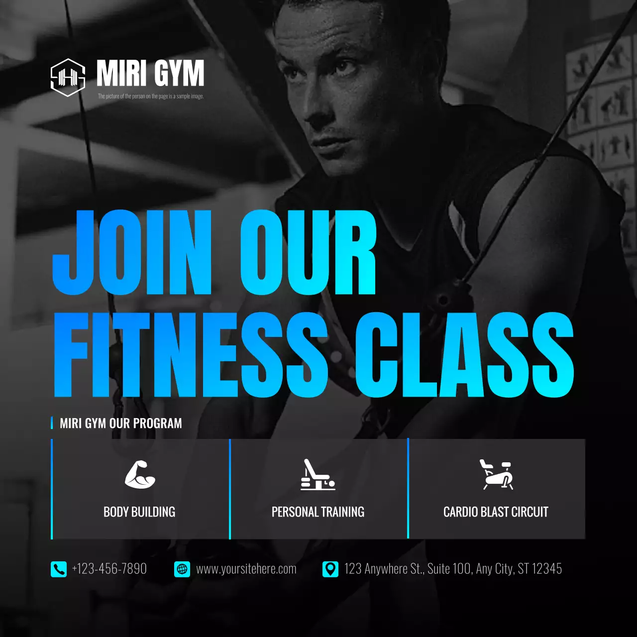 Black Modern Fitness Promotion Social Media Post