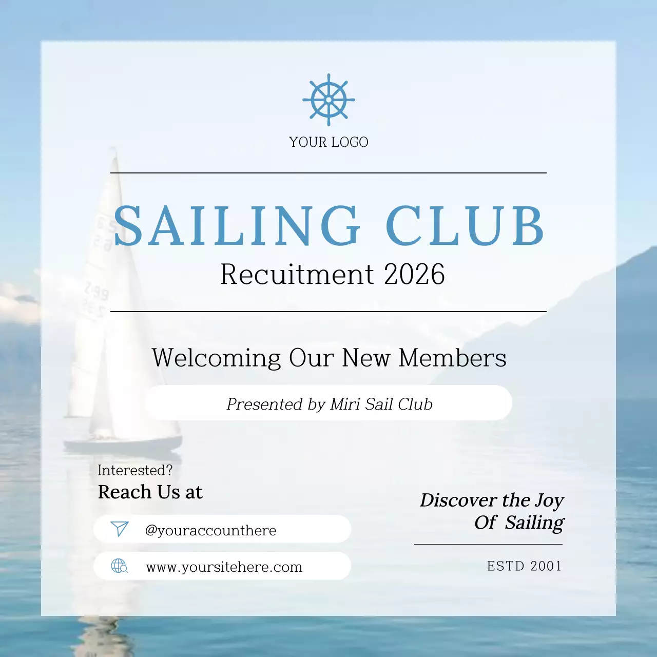Blue Elegant Sailing Recruitment Social Media Post