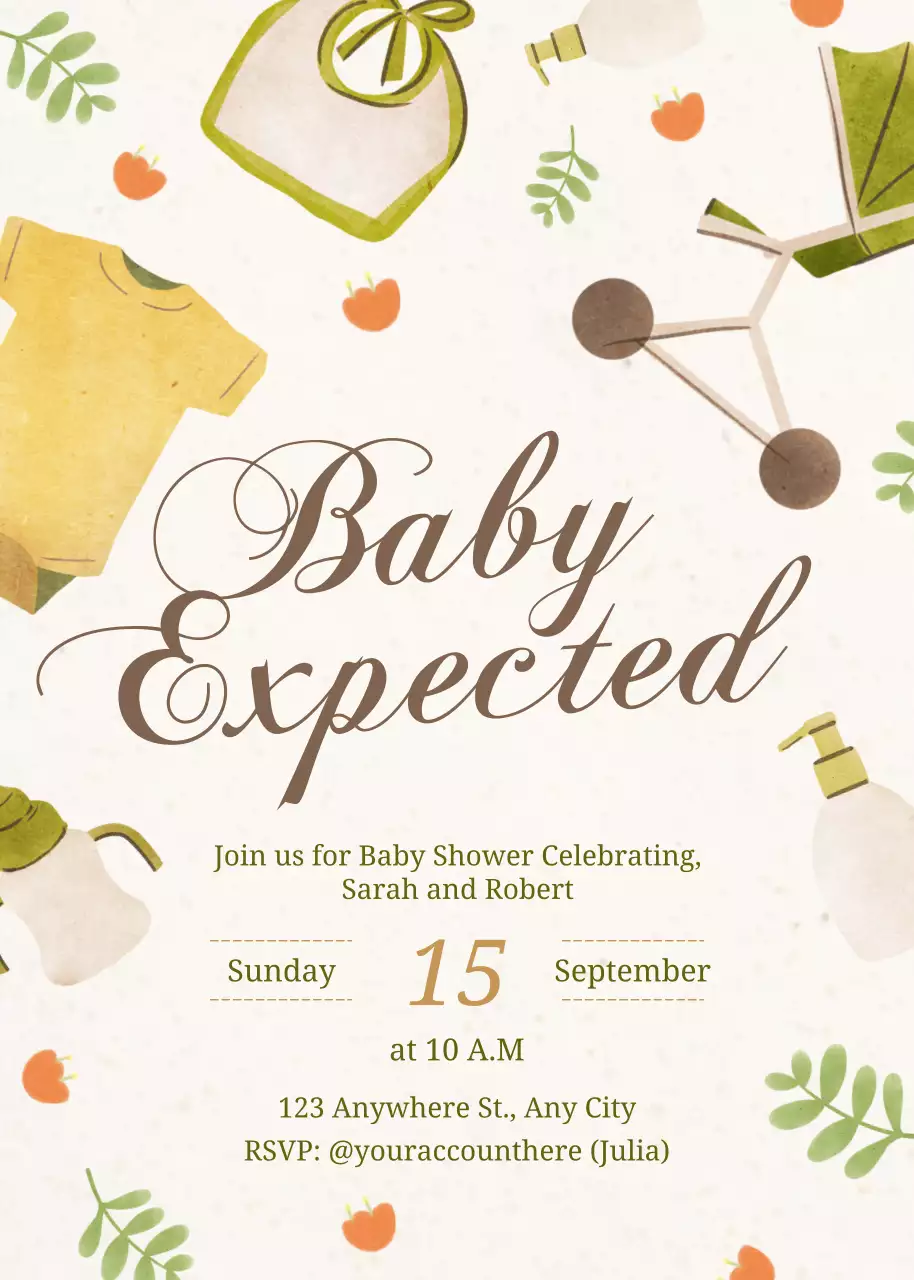 Undangan Baby Shower Minimal Warna Krem
