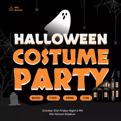 Orange Retro Halloween Event Social Media Post