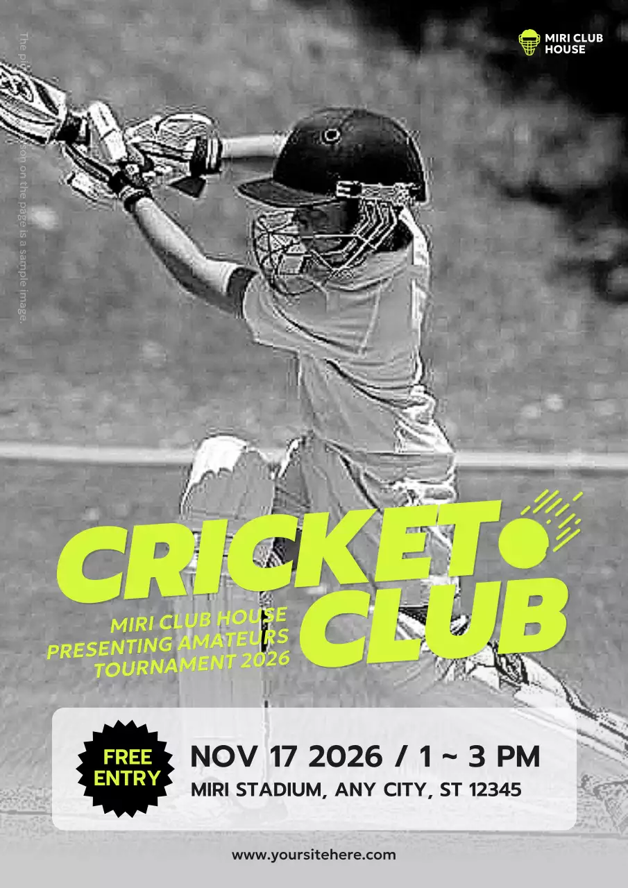 Black Modern Cricket Event Poster