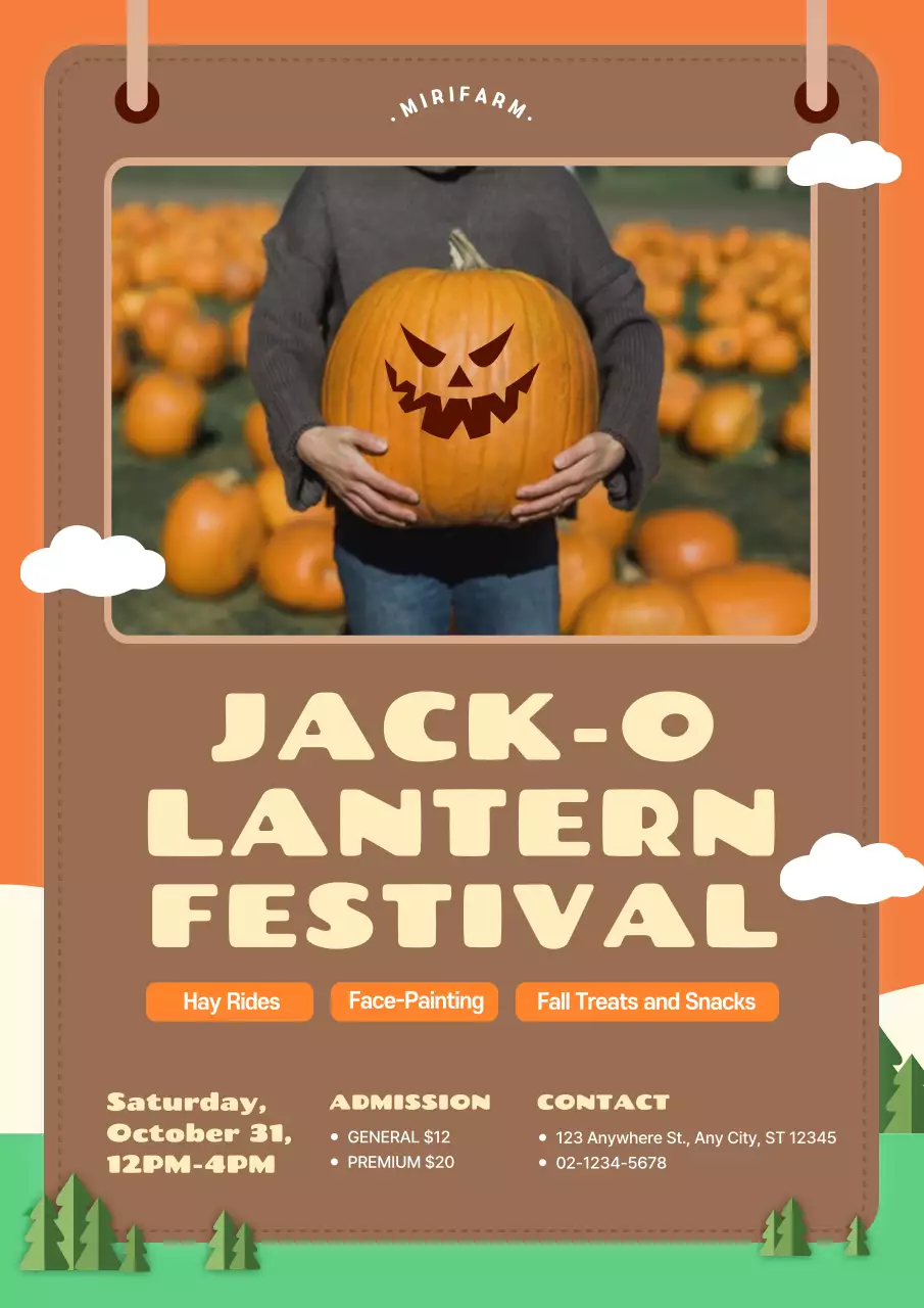 Orange Retro Pumpkin Festival Promotion Poster