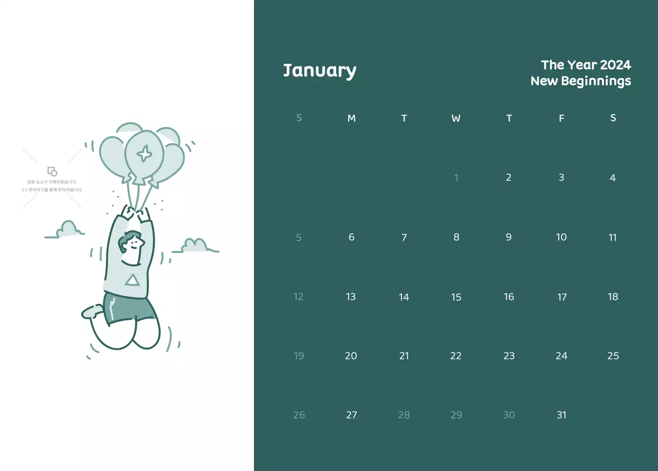 Kalender dengan ilustrasi penuh warna dan emosional