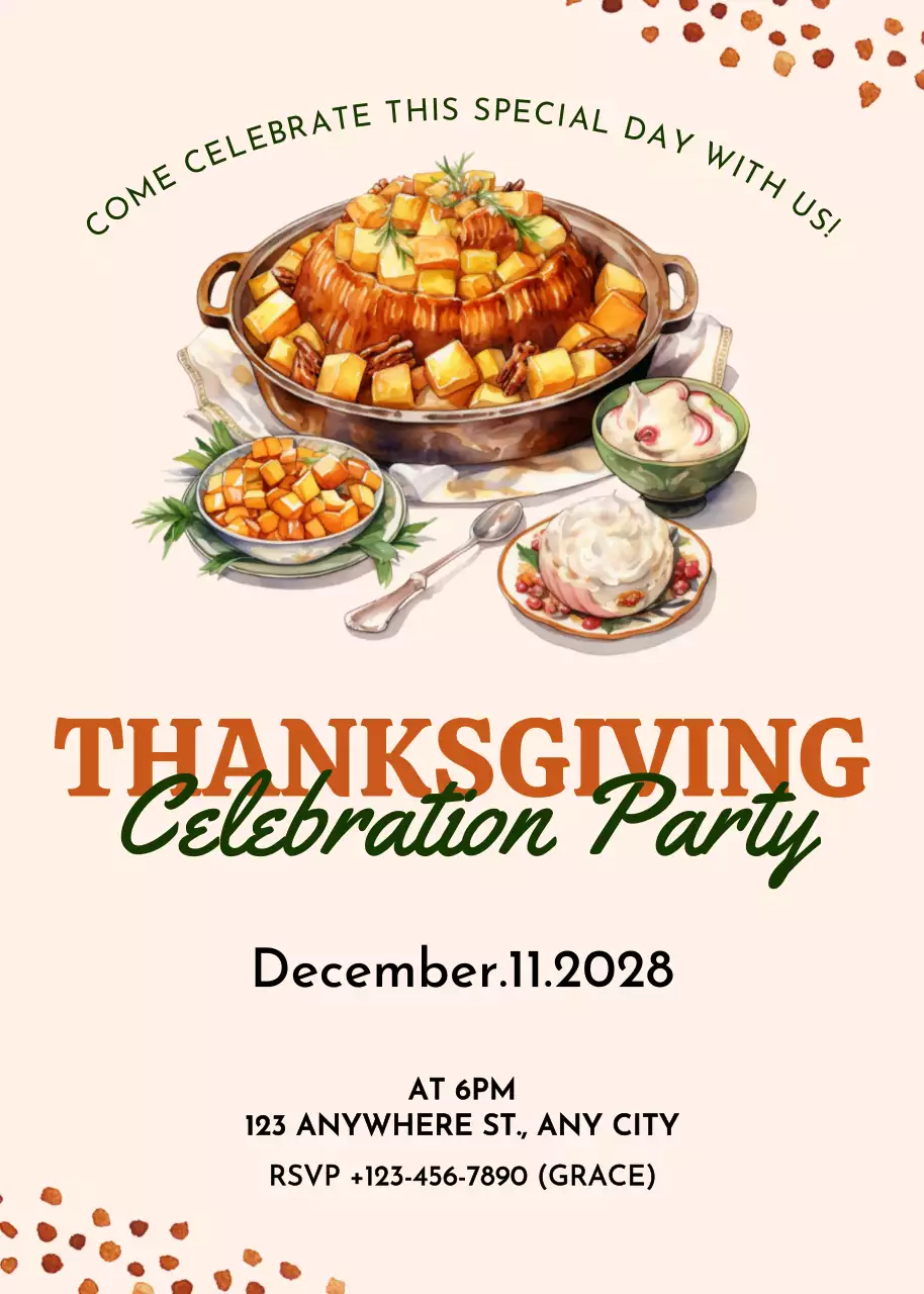 Lời mời mừng Lễ Tạ ơn cổ điển màu be