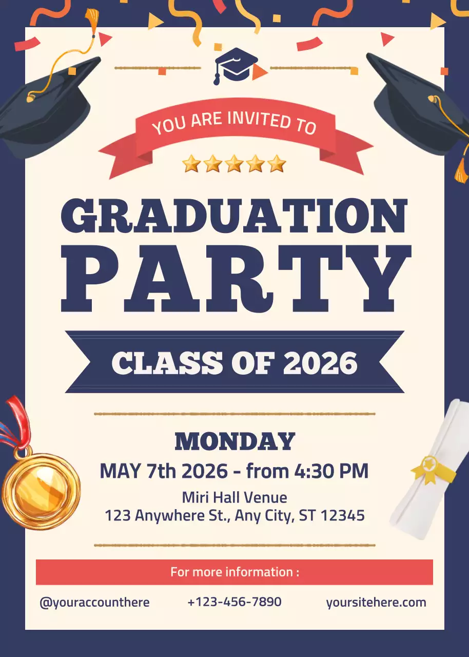 Poster mời tốt nghiệp Navy Classic