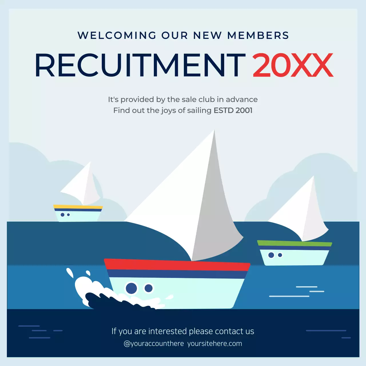 Blue Modern Sailing Recruitment Social Media Post
