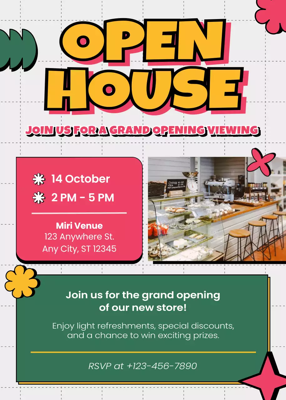 Convite para evento retrô amarelo