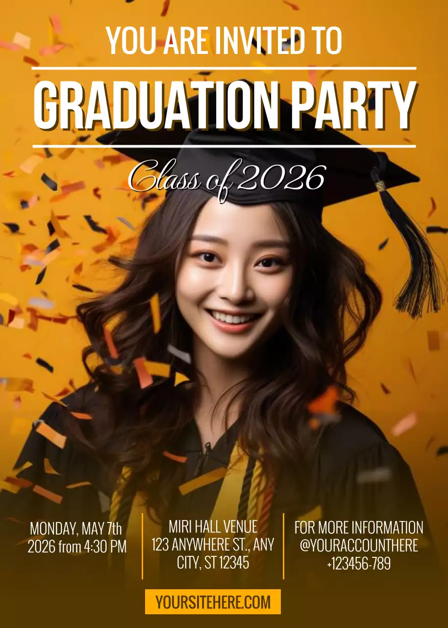 Yellow Elegant Graduation Invitation Poster