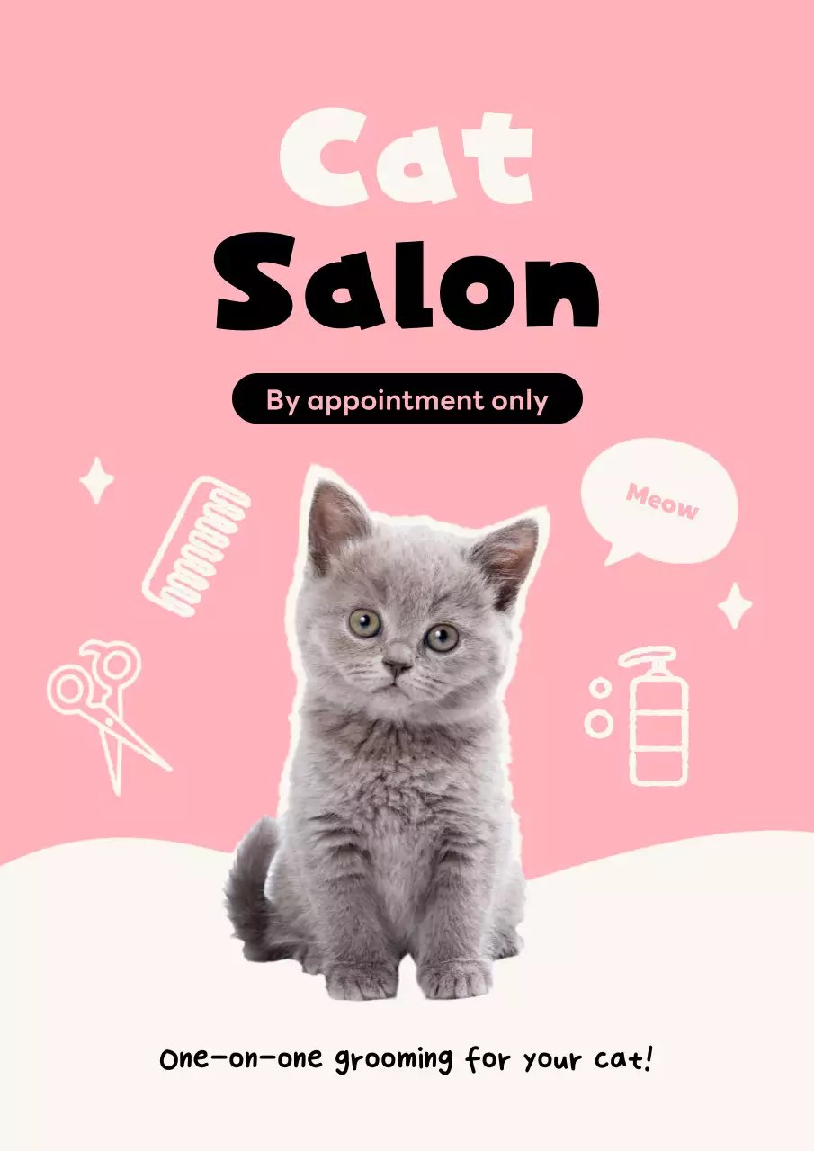 Pink Trendy Cat Advertisement Poster