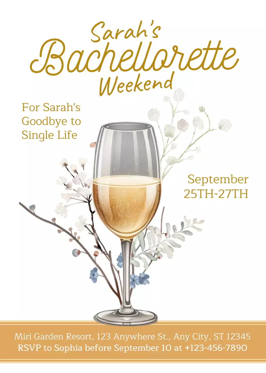 Thiệp mời tiệc độc thân tối giản màu be