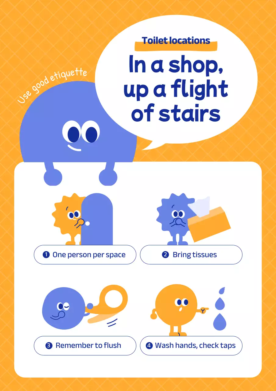 Orange Playful Toilet Guide Poster