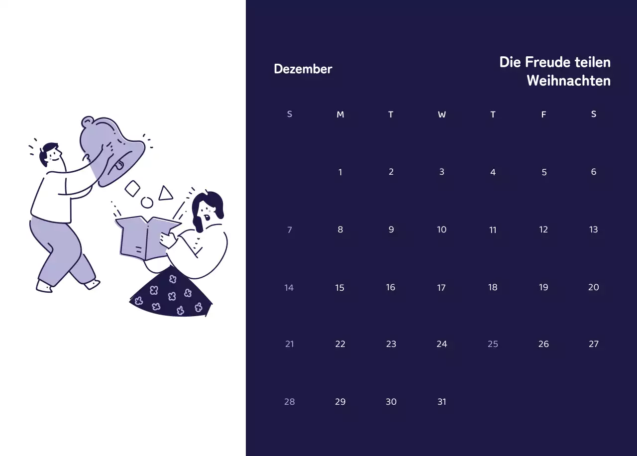 Kalender mit farbenfrohen und emotionalen Illustrationen