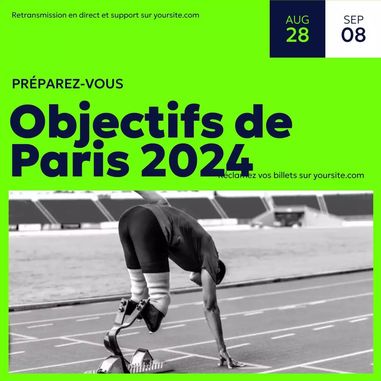 Tournoi sportif générique vert fluo