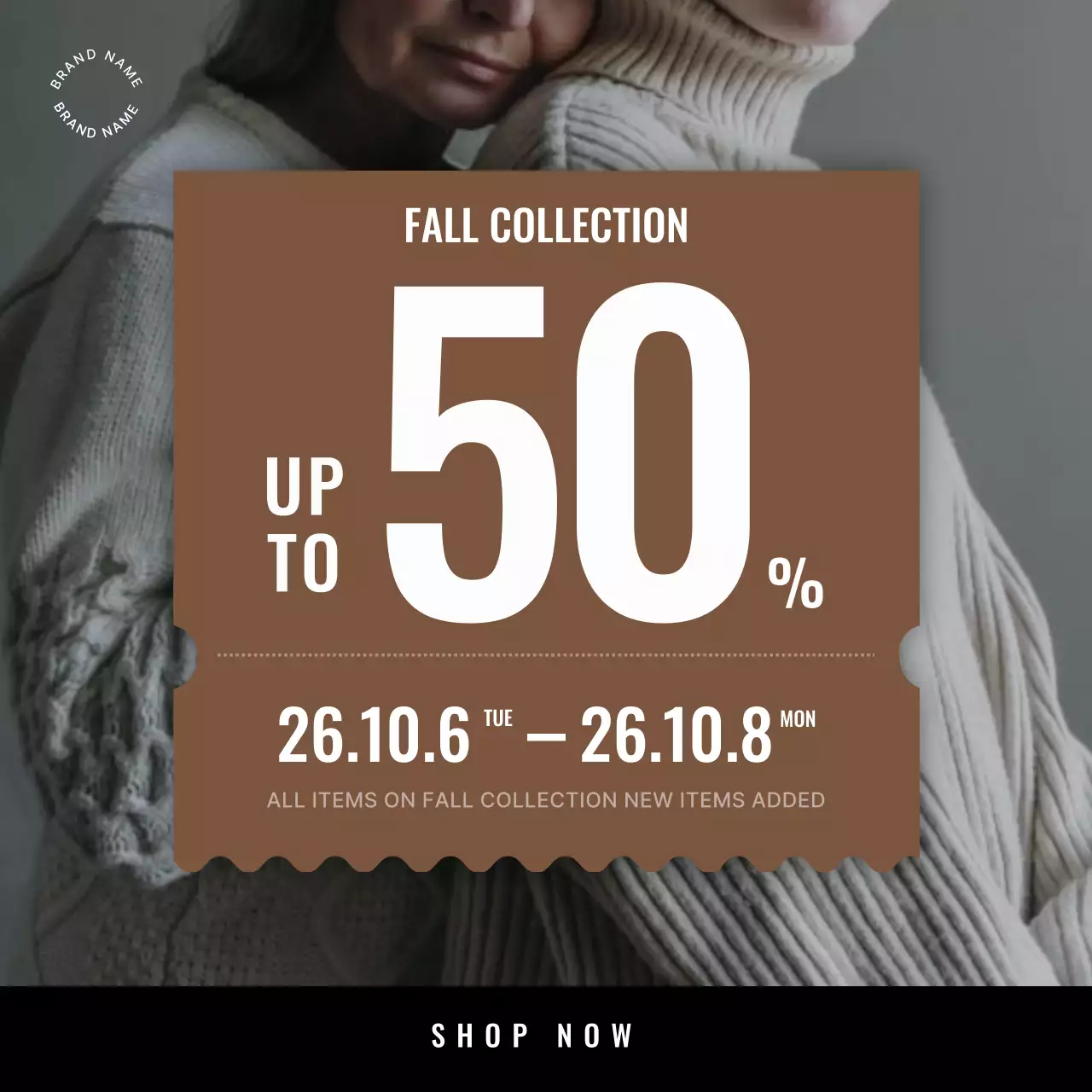 Brown Modern Fall Promotion Social Media Post