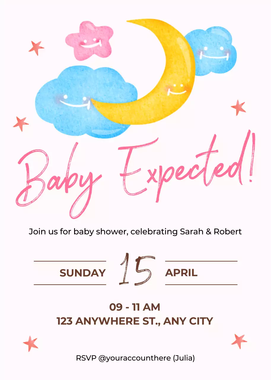 Undangan Baby Shower Lucu Berwarna Merah Muda