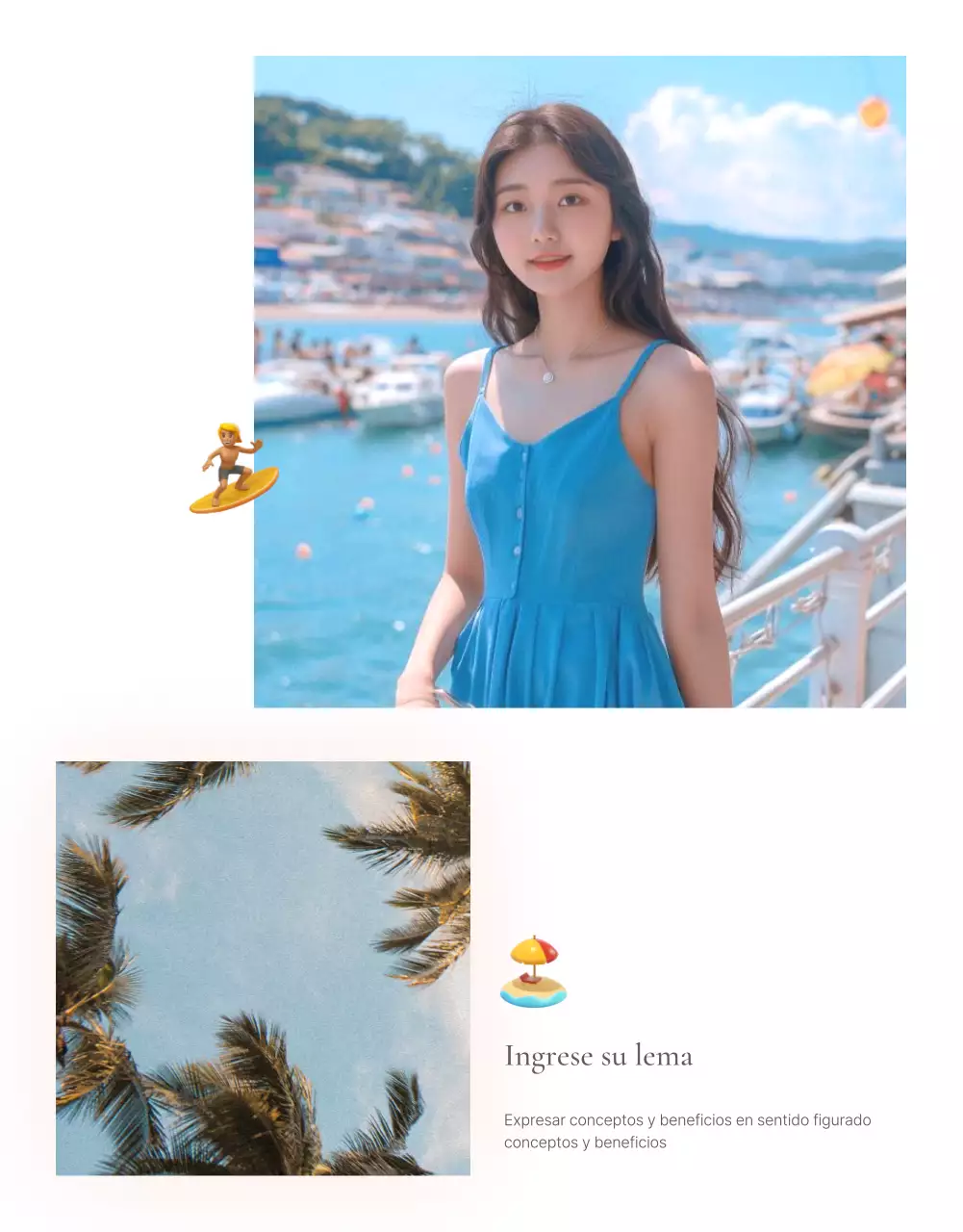 Concepto de emoji de vacaciones de verano en azul y azul claro para promover la moda