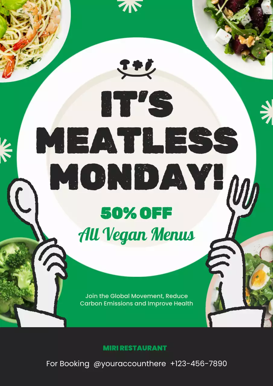 Green Trendy Vegan Promotion Poster