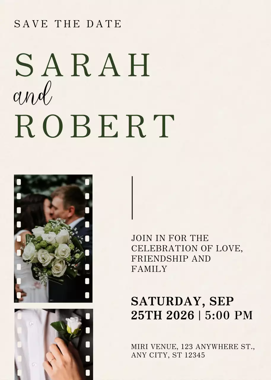 Beige Minimal Wedding Invitation