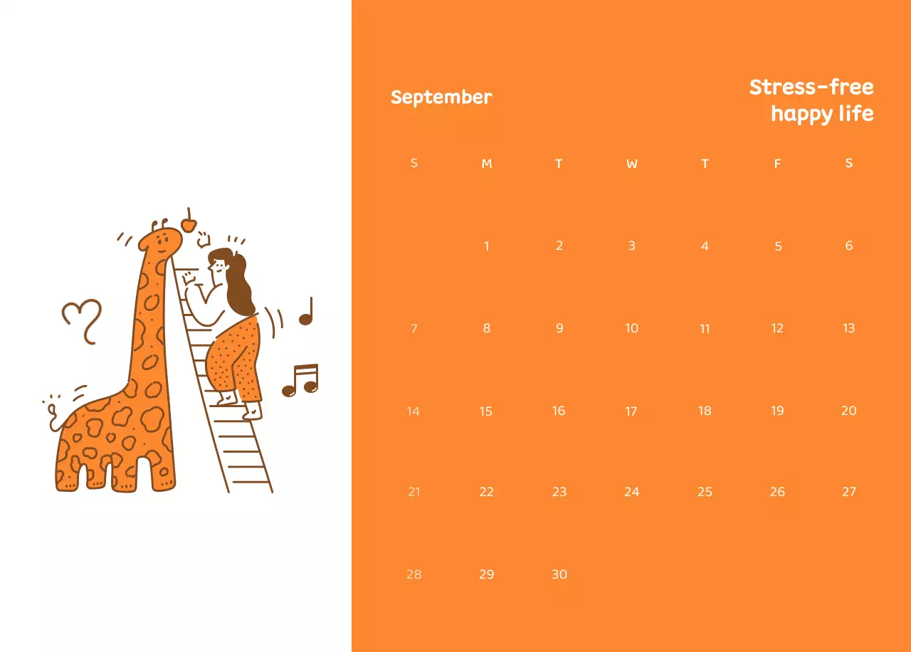 Kalender dengan ilustrasi penuh warna dan emosional